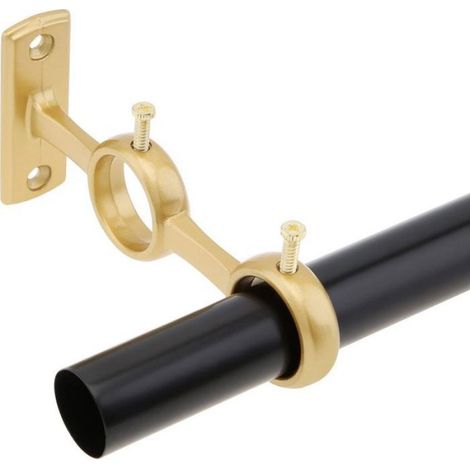 Support Tringle À Rideau Double - Fixation Murale - Compatible Diamètre 15 À 25 Mm - Doré - 2 Pièces (1/5)