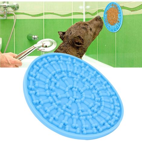 Tapis d'alimentation pour chien en silicone avec ventouse, accessoire pour le bain et le toilettage, bleu ciel (1/5)