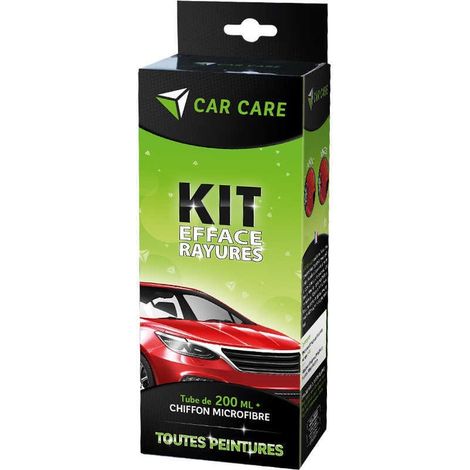 Kit efface rayures toutes peintures CAR CARE – Tube 200 ml – Chiffon microfibre inclus – Brillance et protection carrosserie