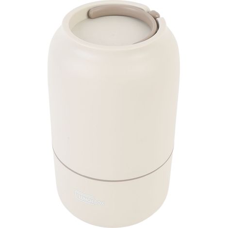 Runde, isolierte Lunchbox aus Edelstahl 304, doppelwandig, tragbar, beige