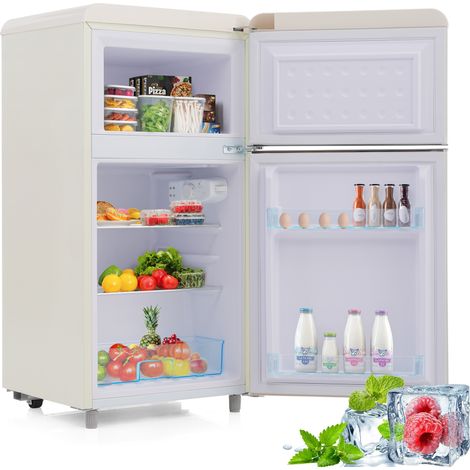 Réfrigérateur rétro double porte 72L total 21L congélation 120 kWh / an LED plusieurs coloris disponibles