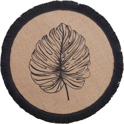 Set de Table Rond en Jute "Mogador" 38cm Naturel & Noir (1/3)