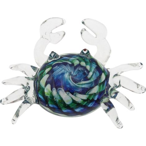 Pisapapeles cangrejo de cristal transparente y azul 15 cm (1/5)