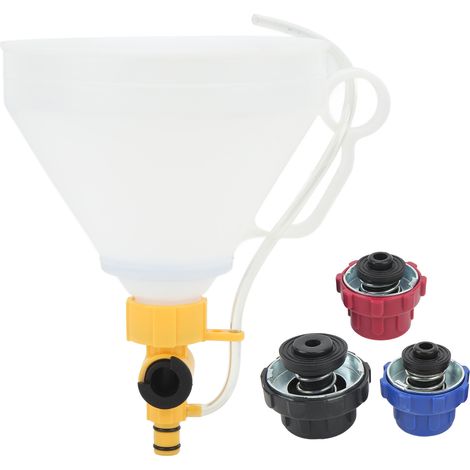 Kit de remplissage de système de refroidissement de moteur anti-déversement d'entonnoir de recharge de liquide de refroidissement de radiateur avec 3 adaptateurs de remplacement pour Ford (1/5)