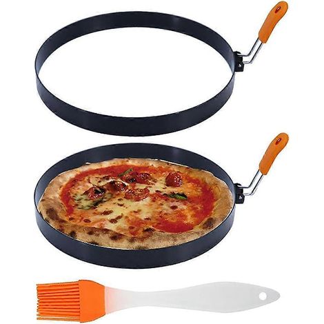 JANMIR-Cercle à crêpes de 20 cm, cercle à omelette en acier inoxydable, poignée isolante en silicone, cercle à omelette rond (1/5)
