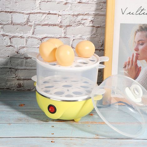 Cuiseur à œufs, cuiseur à œufs vapeur fitness, cuiseur à œufs vapeur double couche en acier inoxydable, cuiseur à œufs petit-déjeuner basse consommation, norme européenne 220 V (1/5)