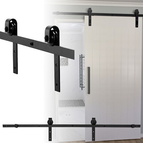 Wolketon Kit para puerta corredera Sistema de herraje para puerta corredera con carril Juego completo 152cm