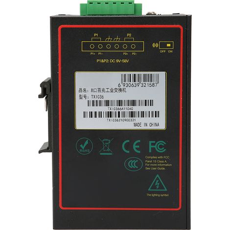 Commutateur Ethernet 8 ports -40°C à 85°C 10/100Mbps 1.5W RJ45 pour bureau accessoires PC DC9V à 58V (1/5)