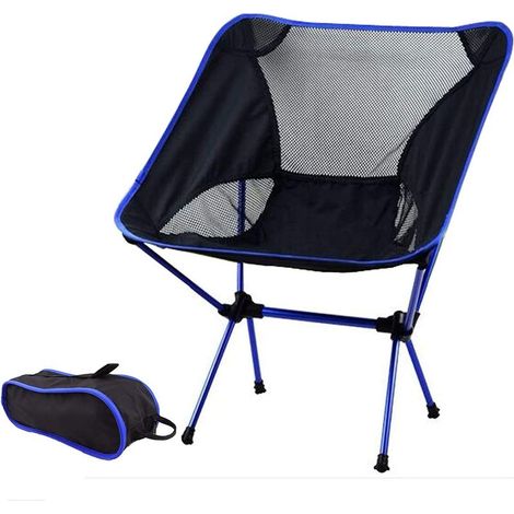 Chaise de camping pliante Chaise pliante ultralégère en aluminium Chaise pliante portable compacte Chaise de pêche pour la randonnée en plein air jusqu Bleu-Fei Yu (1/5)