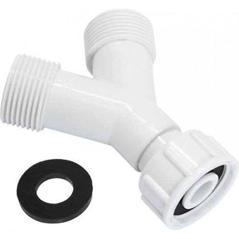 Raccord en Y pour robinet - 3/4" - Raccord pour robinet de machine à laver - Robinet d'alimentation en Y - Distributeur d'eau à 2 voies - PP - Raccord pour robinet d'arrivée et de vidange (1/3)