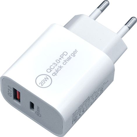 Chargeur Rapide Double Port 20W PD+QC3.0 Prise EU, Adaptateur de Charge pour iPhone et Téléphones Mobiles (1/5)