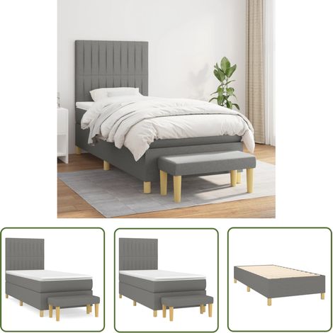The Living Store Boxspringbett mit Matratze Dunkelgrau 90x190 cm Stoff - Boxspringbett - Doppelbett - Bettenrahmen - Schlafsofa - Nachttisch (1/5)
