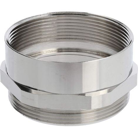 Zwischenstutzen M/M M50x1,5 MSZ-M50 kurz Sechskant Messing (CuZn) vernickelt Anschlussgewinde 9,0mm - 1 Stück (1/2)