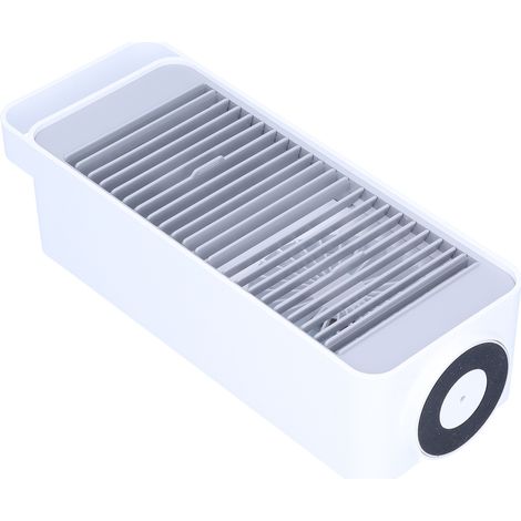 Ventilateur de bureau à double pale rotative, rechargeable par USB, blanc, idéal pour la maison, le bureau ou une chambre d'étudiant. (1/5)