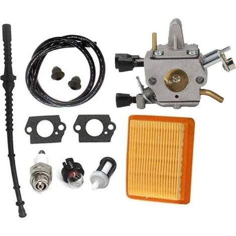 Carburador con filtro de aire y línea de combustible para Stihl FS400 FS450 FS480 SP400 SP450 - Reemplaza a Zama C1Q-S34H, 4128 120 0651, 4134 141 0300, H121 (1/5)