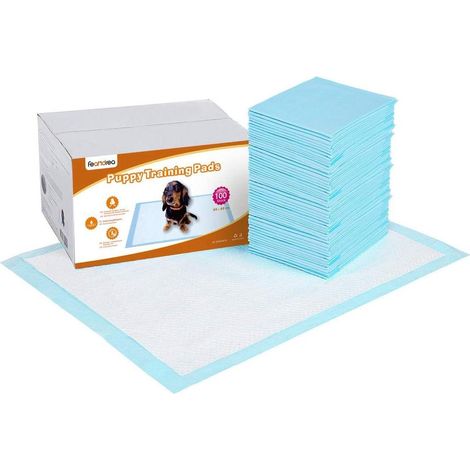 Lot de 100 tapis éducateurs super absorbants anti-fuite 60 x 60 cm pour chiots en polythène bleu (1/5)