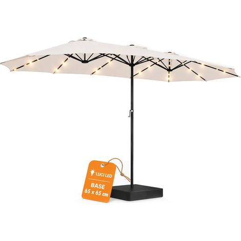 Ombrellone Doppio 4.6 Metri con Base e Luci da Giardino Rivestimento Anti UV