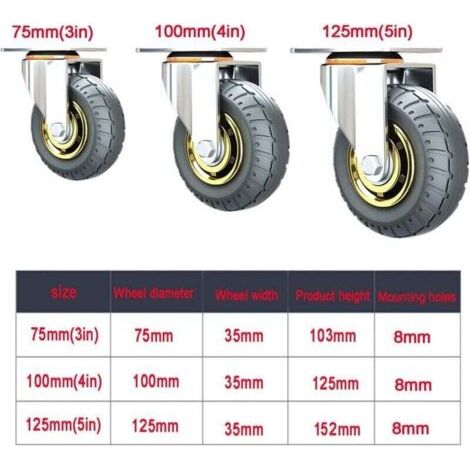 [JAMAIS UTILISÉ]Roulette，Roues Universelles En Caoutchouc - Roues De Remplacement De Chariot, Roulettes à Plaque Pivotante, Roues Plates En Caoutchouc, Roues En Cao-1pcs(Size:3" universal wheel) (1/3)
