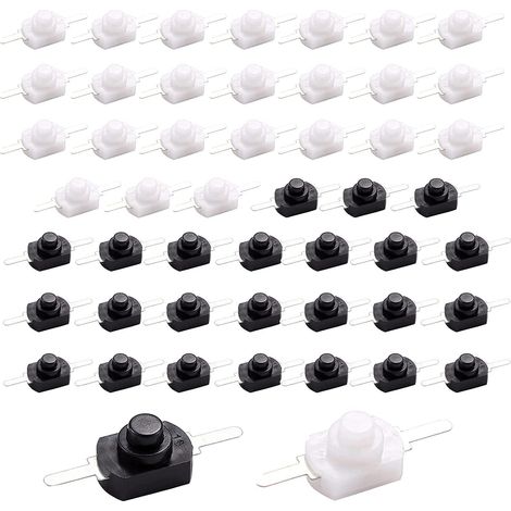 50 Pcs Bouton-poussoir à Verrouillage,Boutons Poussoir On-Off Autobloquant Bouton-poussoir tactile Mini Bouton Poussoir, Rond Bouton (DC 30V 1A) (1/5)