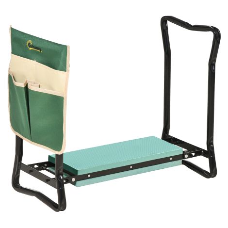 Steel Frame Padded Garden Kneeler, with Tool Bag - Green (1/5)