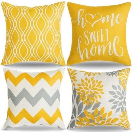 BUNTHAUS Housse de Coussin Géométrique Jaune, 45x45 cm, Décor Moderne pour Canapé, Salon, Chambre, Intérieur