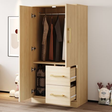 Armadio per bambini 70x40x135 cm, 2 ante, 2 cassetti, legno, FloraGrace (1/5)