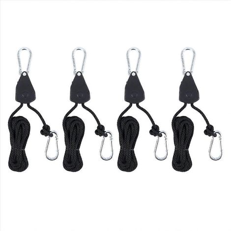 Lot de 4 suspensions à cliquet robustes et réglables pour lampes de culture (type Yoyo) - Idéales pour le jardinage. (1/5)