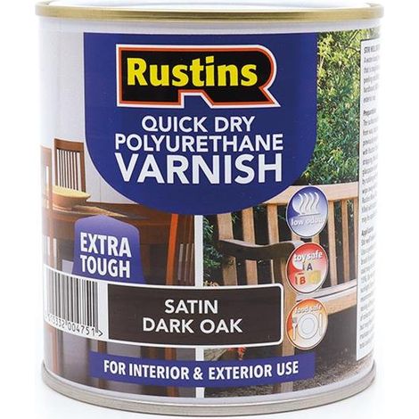 Rustins PSDOW500 Quick Dry Polyurethane Varnish Satin Dark Oak 500ml PSDOW500 RUS3995