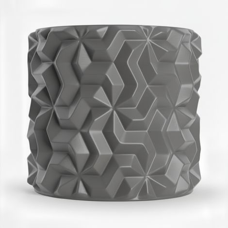 Cache-pot gris à motif géométrique 3D pour plantes en mezzanine (1/3)