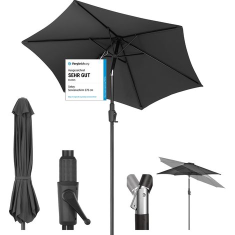 Parasol Rond 270 cm Gris - Manivelle