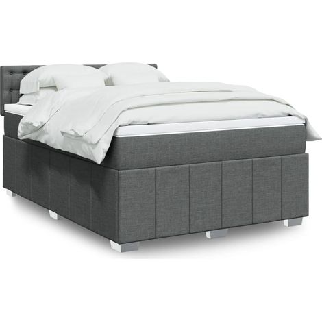 Boxspringbett mit Matratze Dunkelgrau 160x200 cm Stoff
