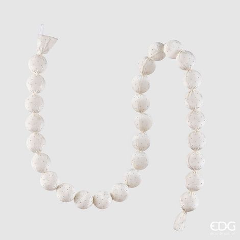 EDG Enzo De Gasperi Festone Natalizio 28 Palle Brillanti Avorio Ø6 cm L180 cm – Decorazione di Natale (1/2)