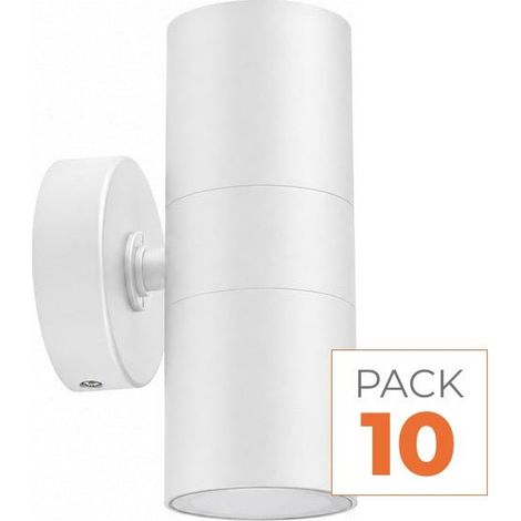 Applique Murale Blanche IP65 Double Faisceau GU10 - Pack de 10 - SILAMP (1/2)