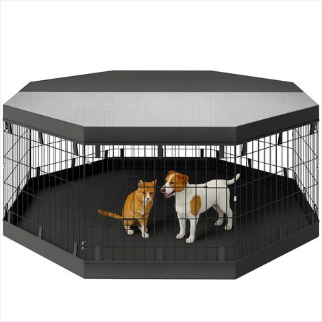 Barrière pour chien 8 panneaux pliables avec porte 159 x 61 cm (1/5)