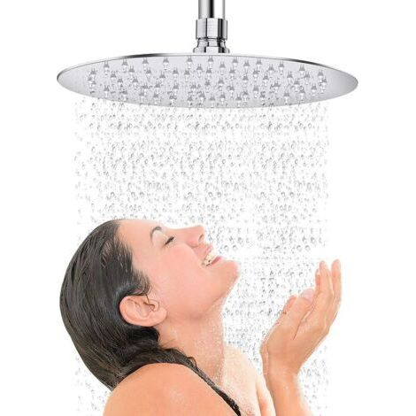 Tete de Douche Ronde, Pomme de Douche en Acier Inoxydable 304, 10 Pouces, G1/2” Connexions Standard Threads (1/2)