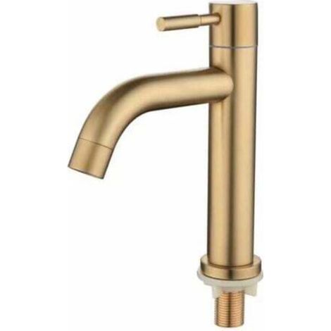 Single-hole, cold brass, brushed gold single-lever basin tap