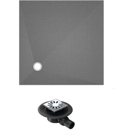 Receveur de douche à carreler 100 x 100 WEDI Fundo Primo carré écoulement excentré + bonde horizontale