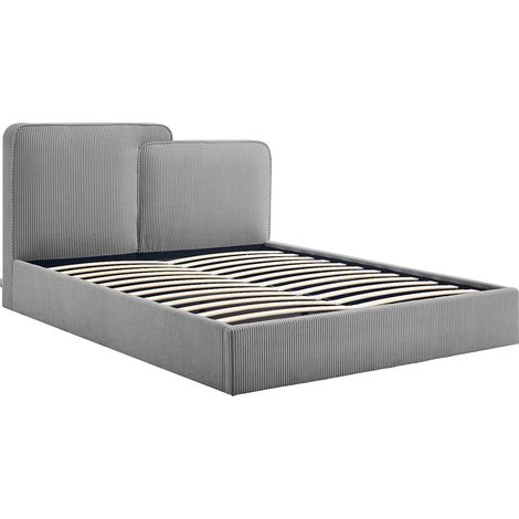 Letto contenitore 180 x 200 cm - Velluto a coste - Grigio - NAYOLA