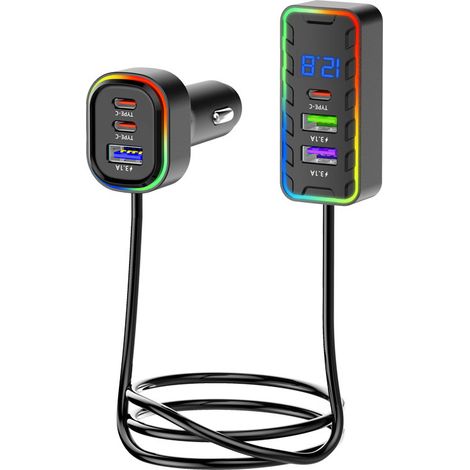 KC-10 Car Charger Cable with 6 Multi-Port Port for Car Use -- KC-10 (1/3)