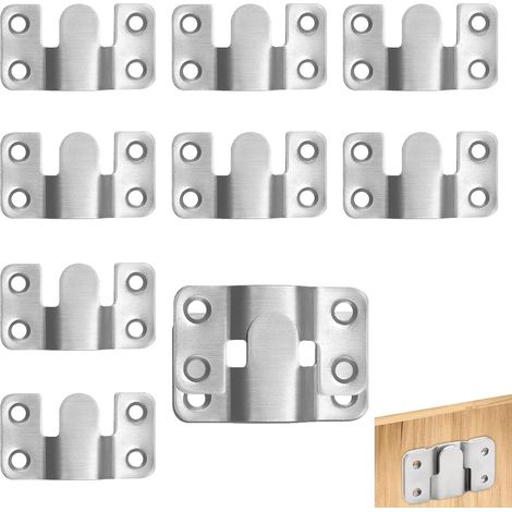 10 supports pour cadres encastrés, fixation invisible, boucle, 5,4 cm x 3 cm, acier inoxydable, crochets pour cadres photo, têtes de lit et meubles, boucles (1/5)