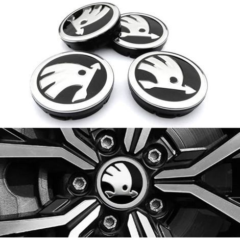 Lot de 4 enjoliveurs centraux Skoda - 56 mm