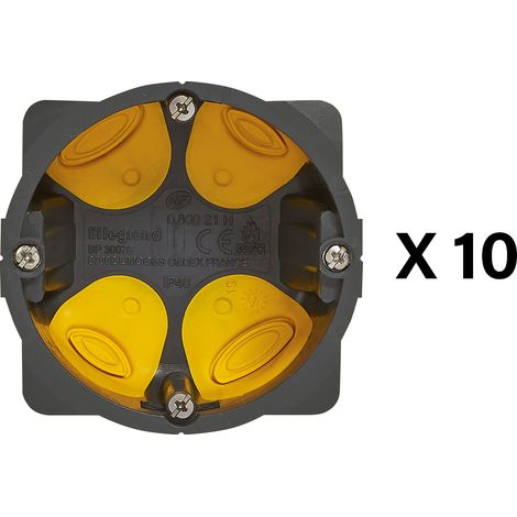 Legrand - Lot de 10 boîtes d'encastrement 1 poste Eco Batibox Ø67mm - Profondeur 40 mm pour cloisons sèches