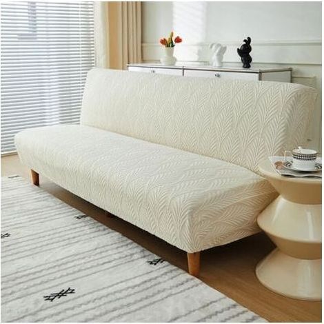 3-Sitzer-Stretch-Wasserschutzbezug ohne Armlehnen für Click-Clack-Schlafsofa, beige, Größe M (1/5)