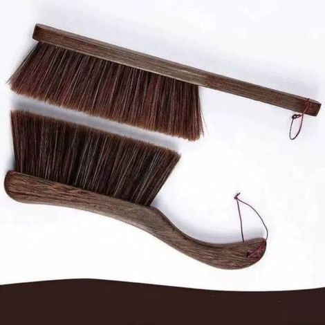 Brosse De Nettoyage En Bois - Manche Courbé Et Droit - Pour Canapé Tissu Meubles Vêtements Voiture - Lot De 2 (1/4)