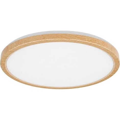LED Ceiling Light, 24 W 4000 K Waterproof IP44 Round Wood Modern Lamp for Bathroom, Living Room, Bedroom, Kitchen, Office, Balcony, Corridor, Children's Room, 30 cm (1/5)