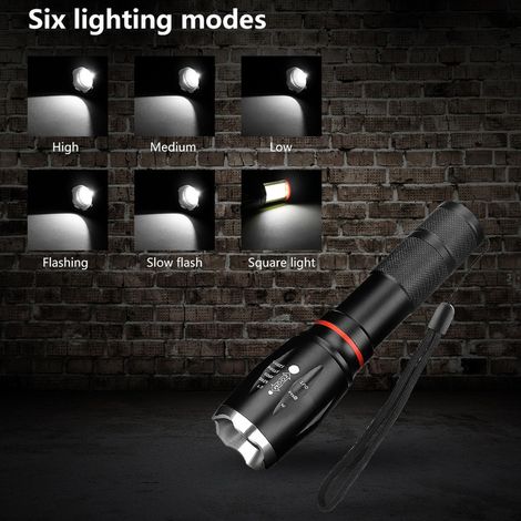 Lampe torche LED télescopique T6 en alliage d'aluminium avec mise au point magnétique, puissante et à éclairage puissant, idéale pour les sports de plein air. (1/5)