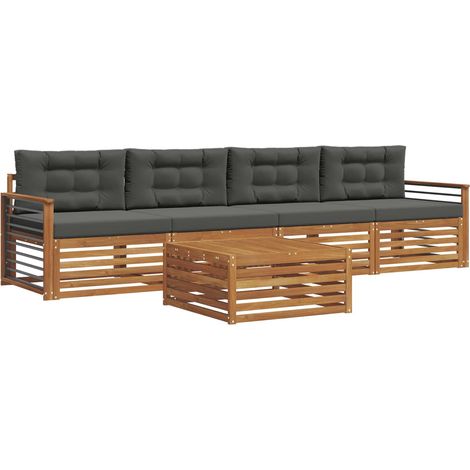 Conjunto de sofás de exterior 5 uds. Natural y Antracita vidaXL (1/5)