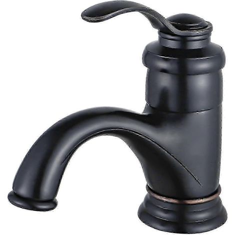 Robinet mitigeur monocommande rétro noir pour lavabo, en laiton bronze brossé.-AquaForge (1/5)