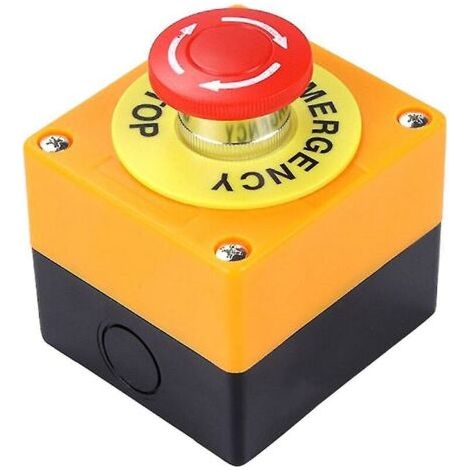 Roter Not-Aus-Druckknopf in Pilzform mit 1 Schließerkontakt (NO) und 1 Öffnerkontakt (NC), belastbar bis zu 10 A bei 660 V.
