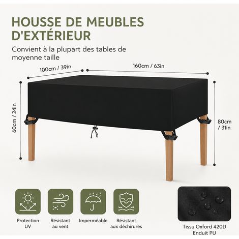 Housse pour plateau de table de jardin tissu Oxford 420D marron café 1227116cm marron 420d 122 71 25 × 22 × 3 cm 180 g – Livraison gratuite (1/5)